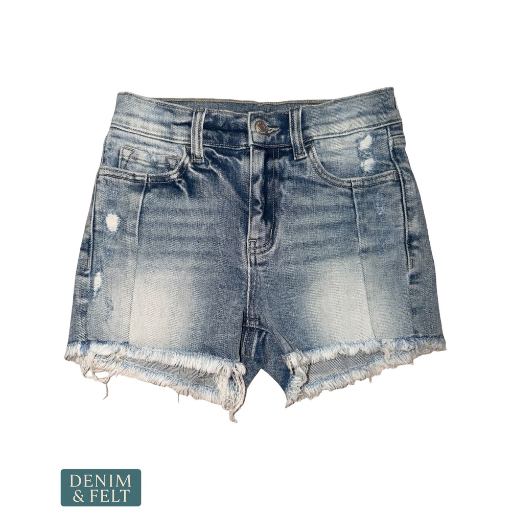NEW Flying Monkey Los Angeles Girls Distressed Denim Shorts Frayed Hem Size 12